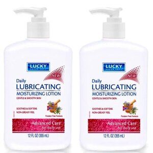 Lot of 2 bottles of Lucky Advanced Care Lubricating Moisturizing Body Lotion